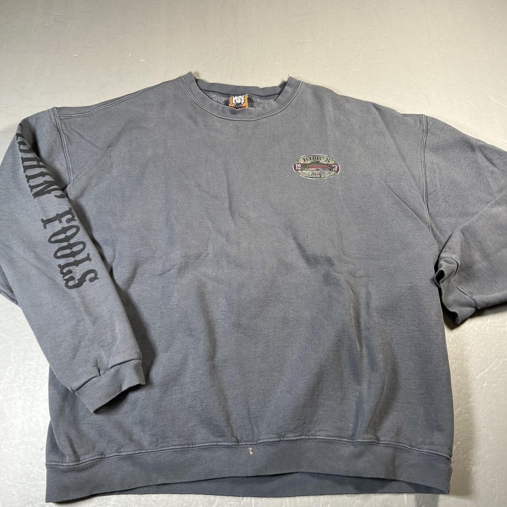 Bob's Sporting Goods Sweatshirt Mens Extra‎ Large Gray Crewneck Fishin' Fools